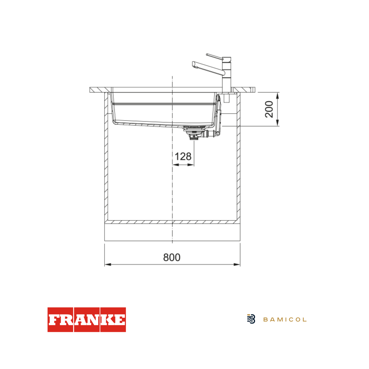 FRANKE - Poceta sintética kubus 2: KNG 110-62 Negro Mate - 1250630925