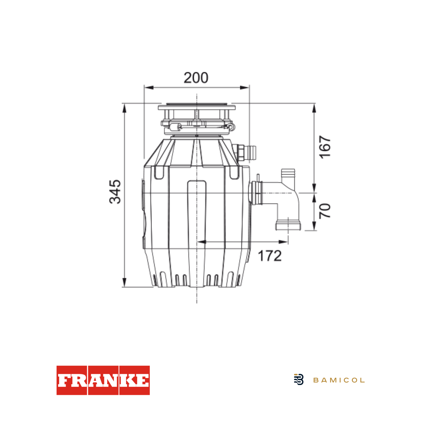 FRANKE - Triturador con accionador neumático de 0,5 hp - TE50 - 1340500617