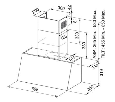 FRANKE (321.0536.200) FCO 70 BK MATT - Extractor de pared negro mate