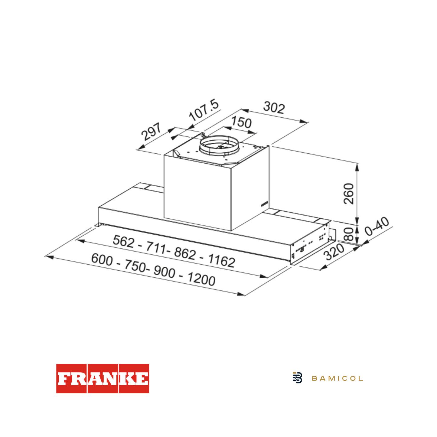 FRANKE - Extractor de muebles de 120 cm - FSTS DRIP - FREE 120 X - 3050702608