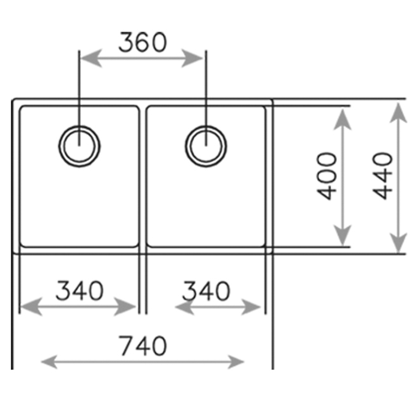 TEKA - RS15 2C 740 - Poceta doble en acero