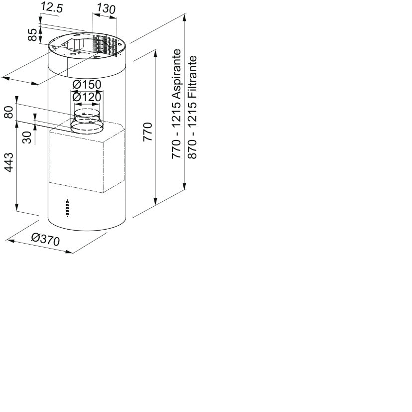 FRANKE (335.0588.180) FTU 3707 PLUS I BK LED - Extractor circular de isla
