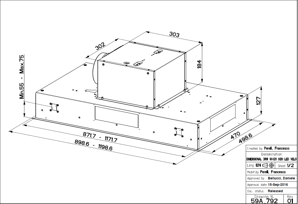 FRANKE (350.0590.184) - FCBI 926 XS - Extractor de techo