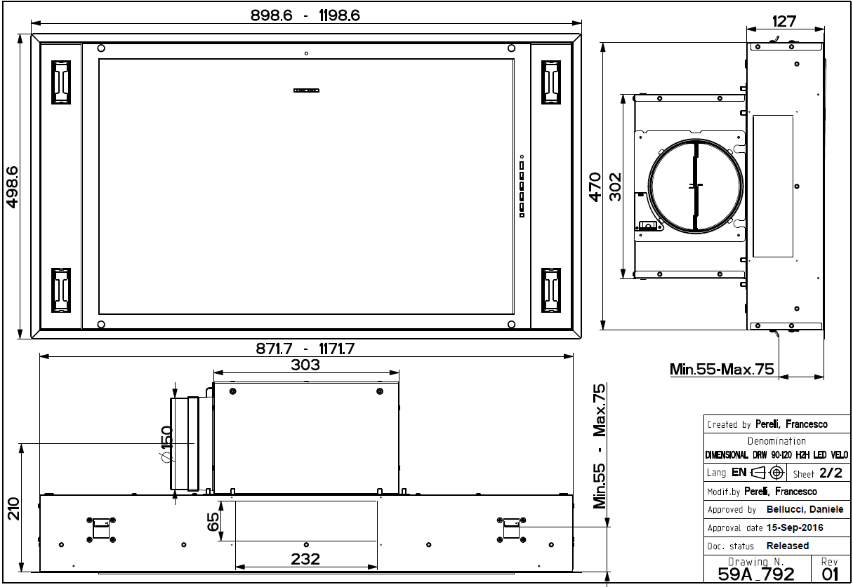 FRANKE (350.0590.184) - FCBI 926 XS - Extractor de techo