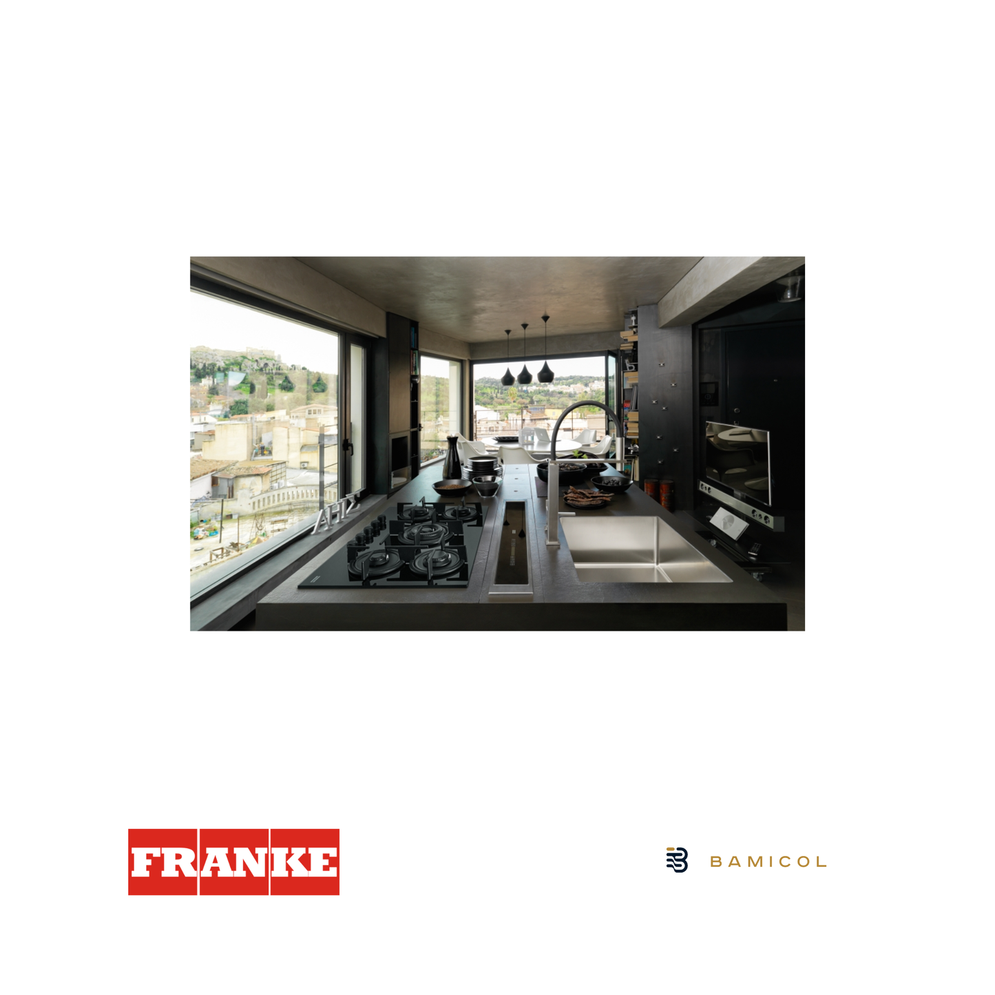 FRANKE - Estufa a gas cristal Negro de 90cm - FHCR 905 4G TC HE BK C - 1060374288