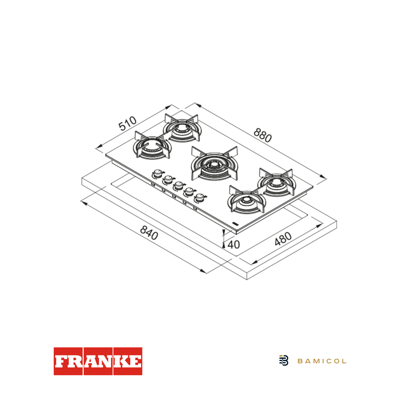 FRANKE - Estufa a gas cristal Negro de 90cm - FHCR 905 4G TC HE BK C - 1060374288