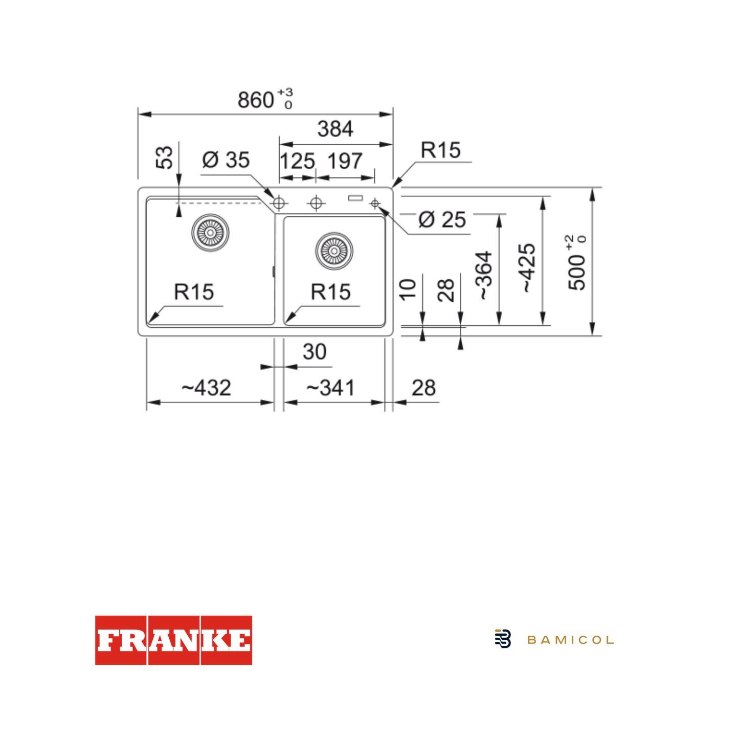 FRANKE - Poceta sintética urban - URB 620-86 NEGRO MATE - 1140686774
