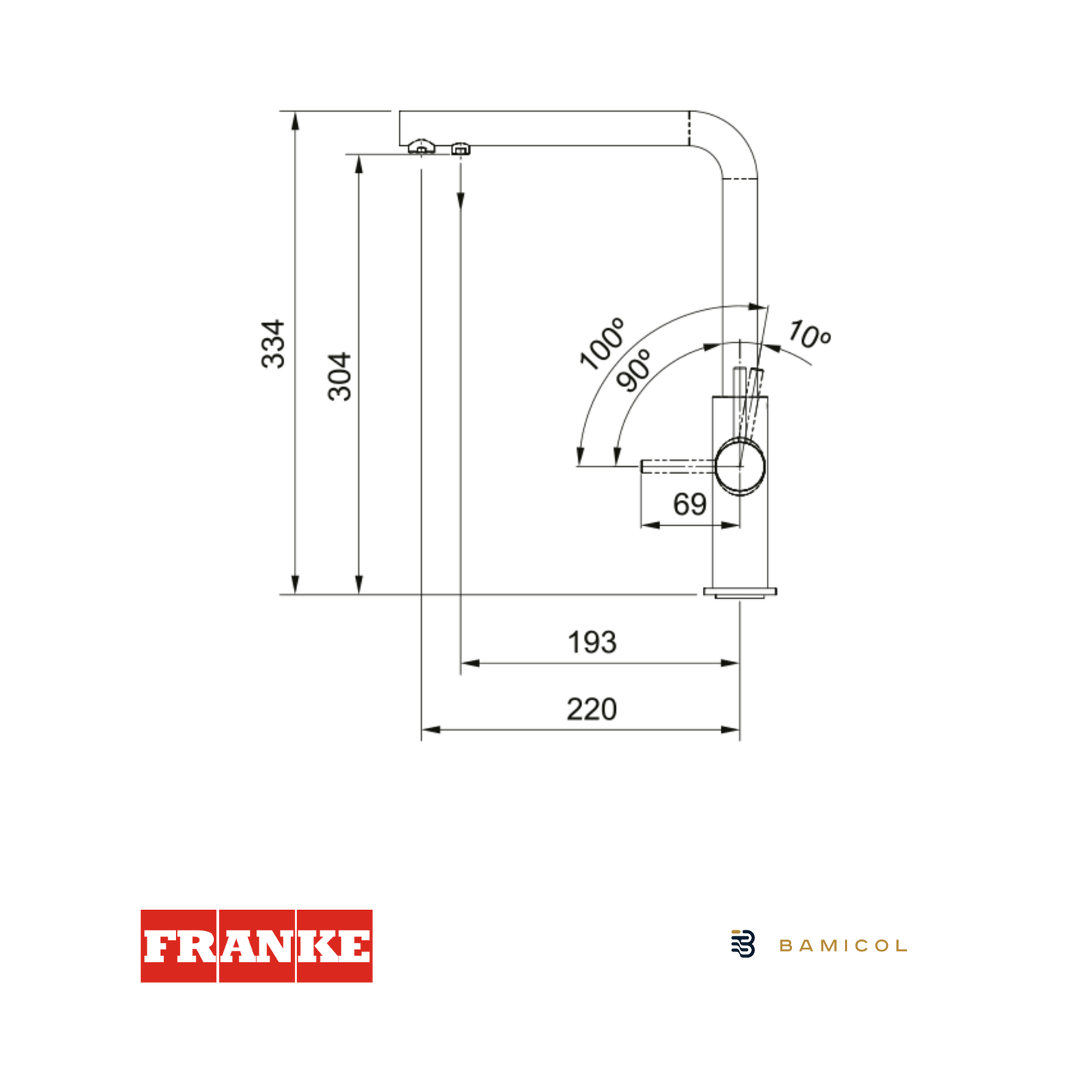 FRANKE- Grifo mezclador acero 3 vías - NEPTUNE CLEAR - 1150370689
