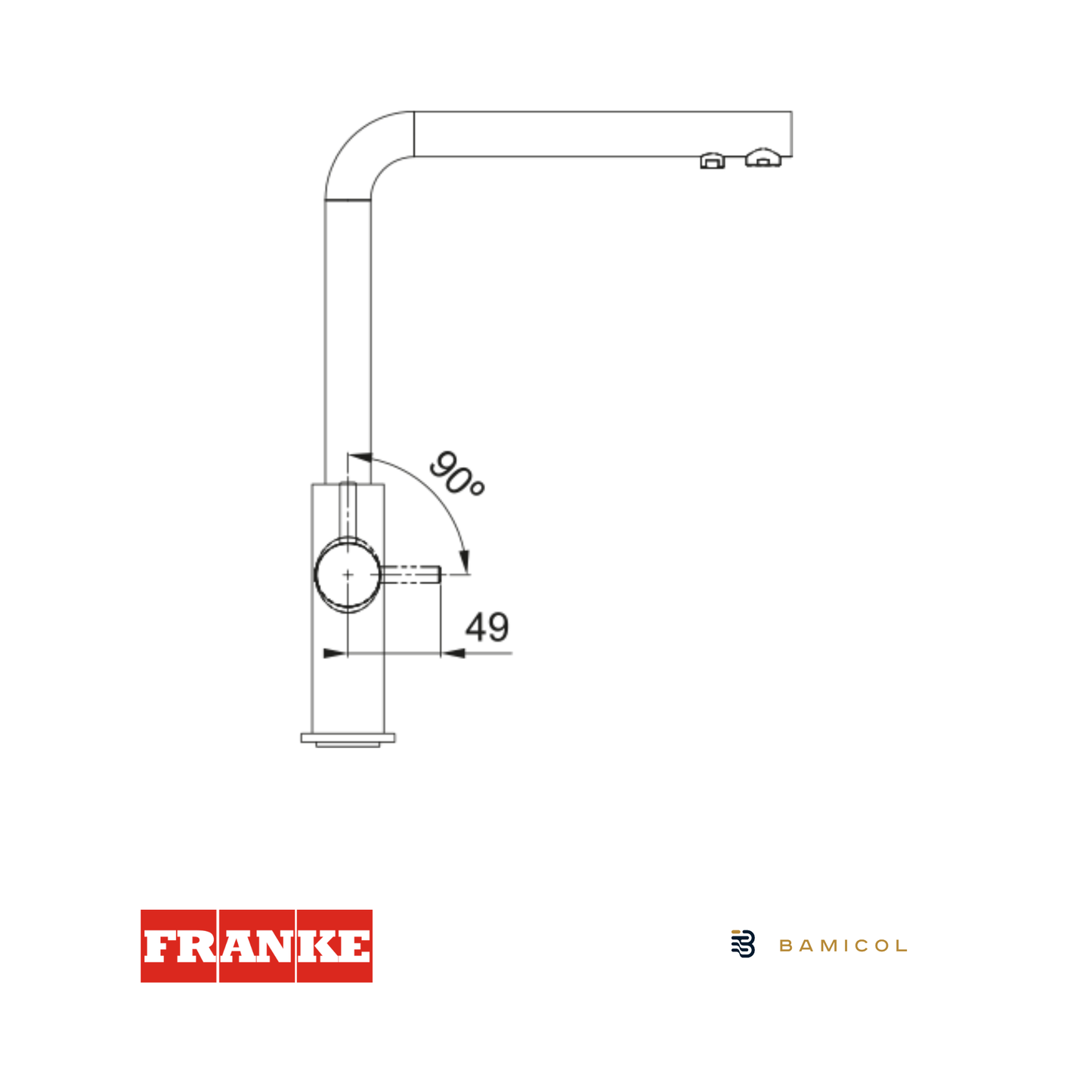 FRANKE- Grifo mezclador acero 3 vías - NEPTUNE CLEAR - 1150370689