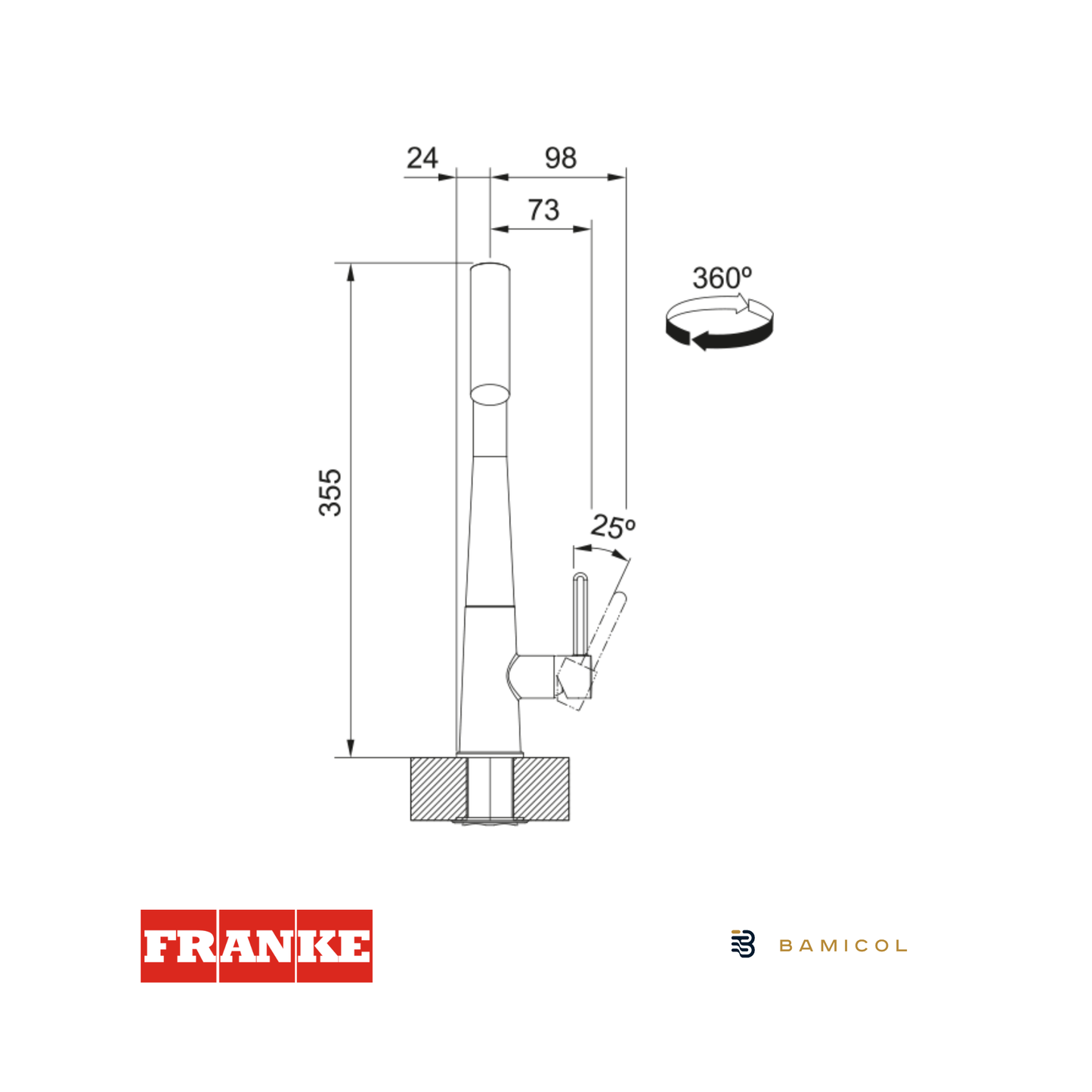 FRANKE - Grifo mezclador extraíble - ICON DOCCIA BLACK MATT - 1150625190