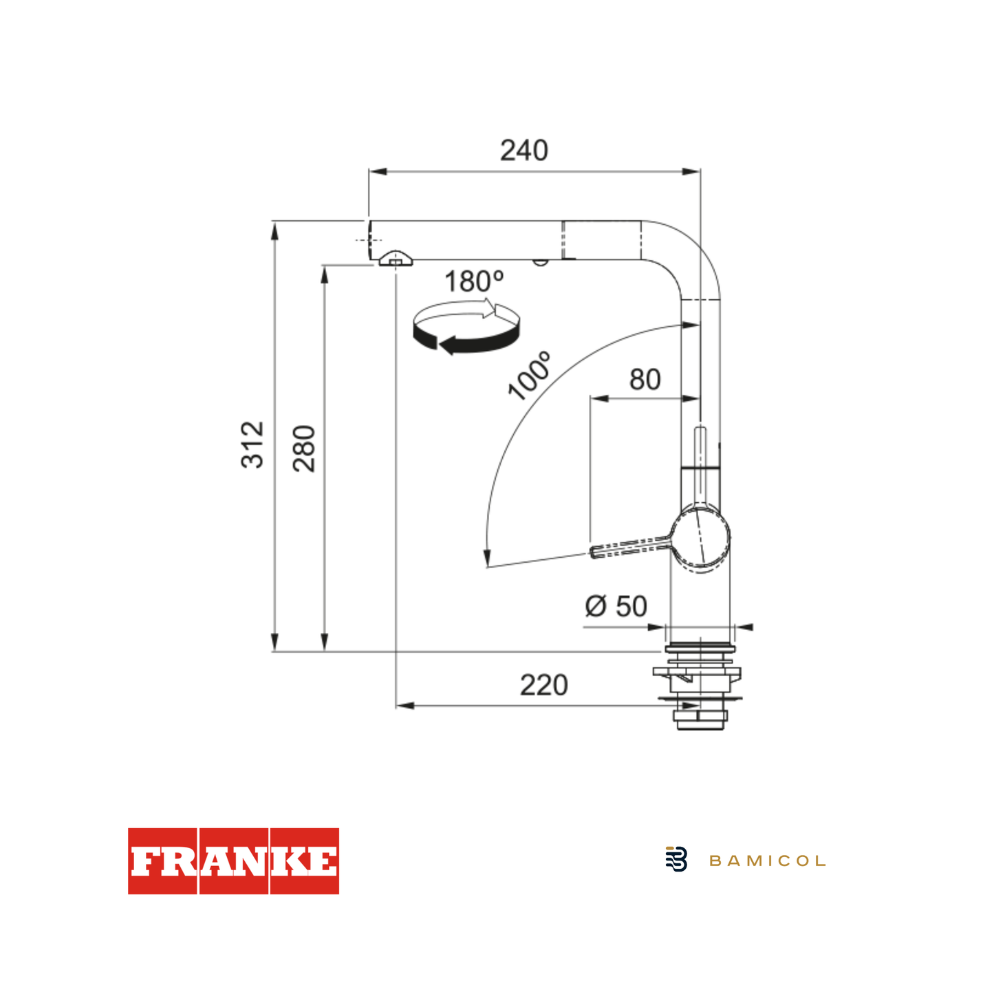 FRANKE - Grifo mezclador extraíble - ACTIVE DOCCIA NEGRO MATE - 1150653382