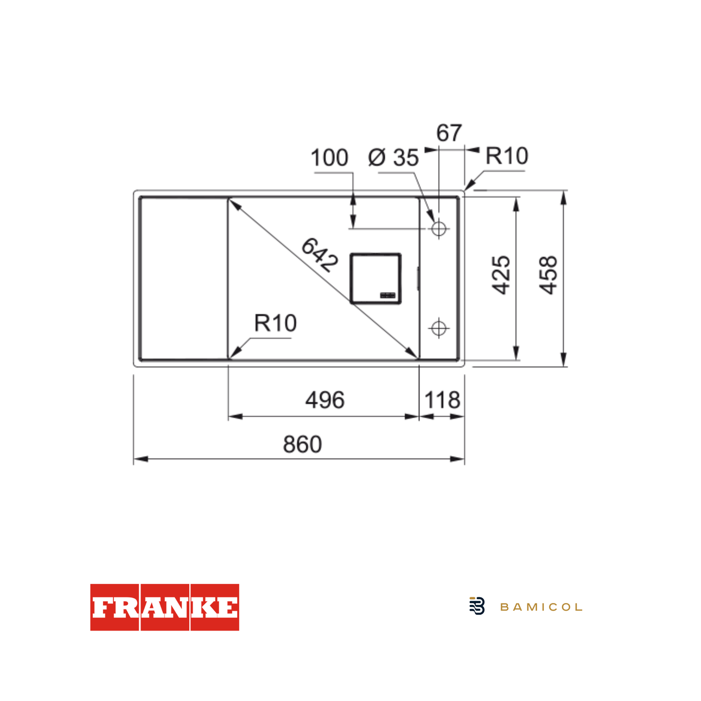 FRANKE - Poceta sintética fraganite Negro Mate - FSG- 211 86 - 1350649485