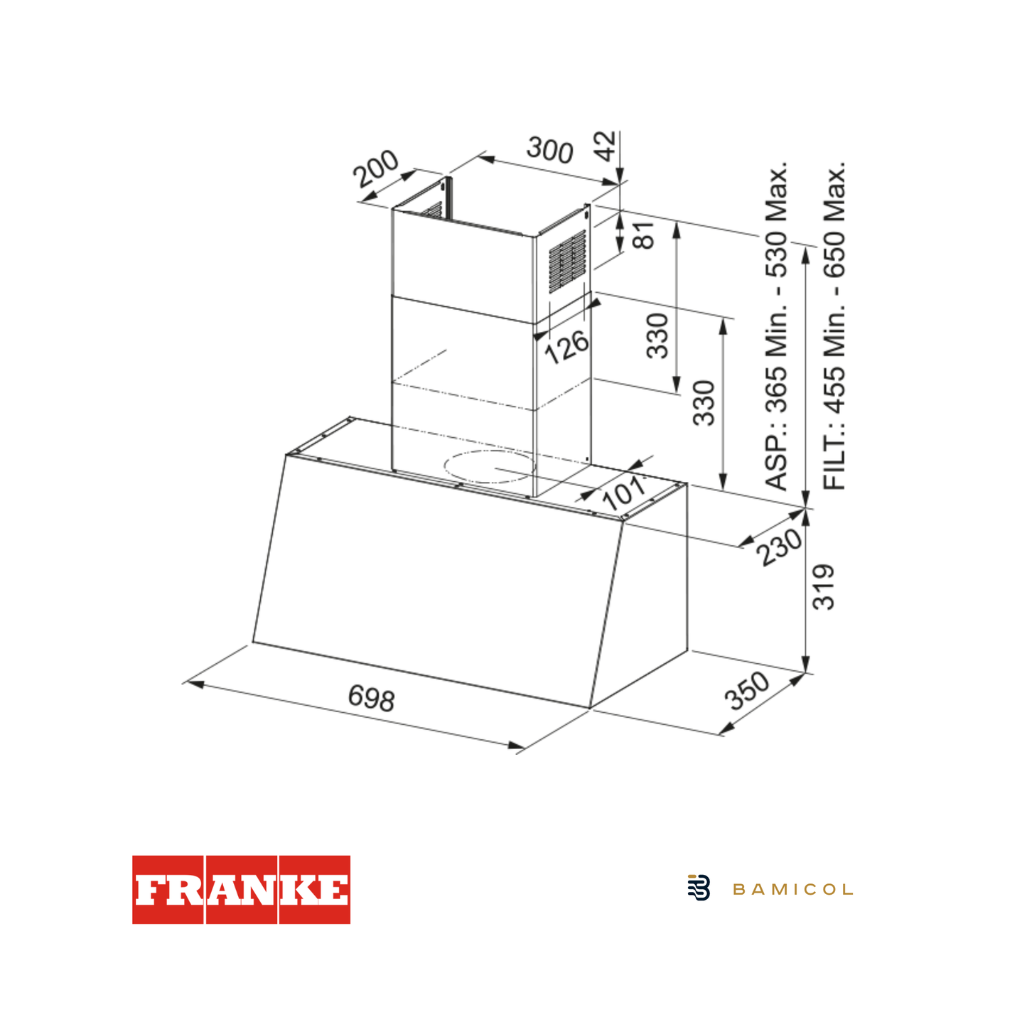 FRANKE - Extractor de pared negro mate - FCO 70 BK MATT - 3210536200