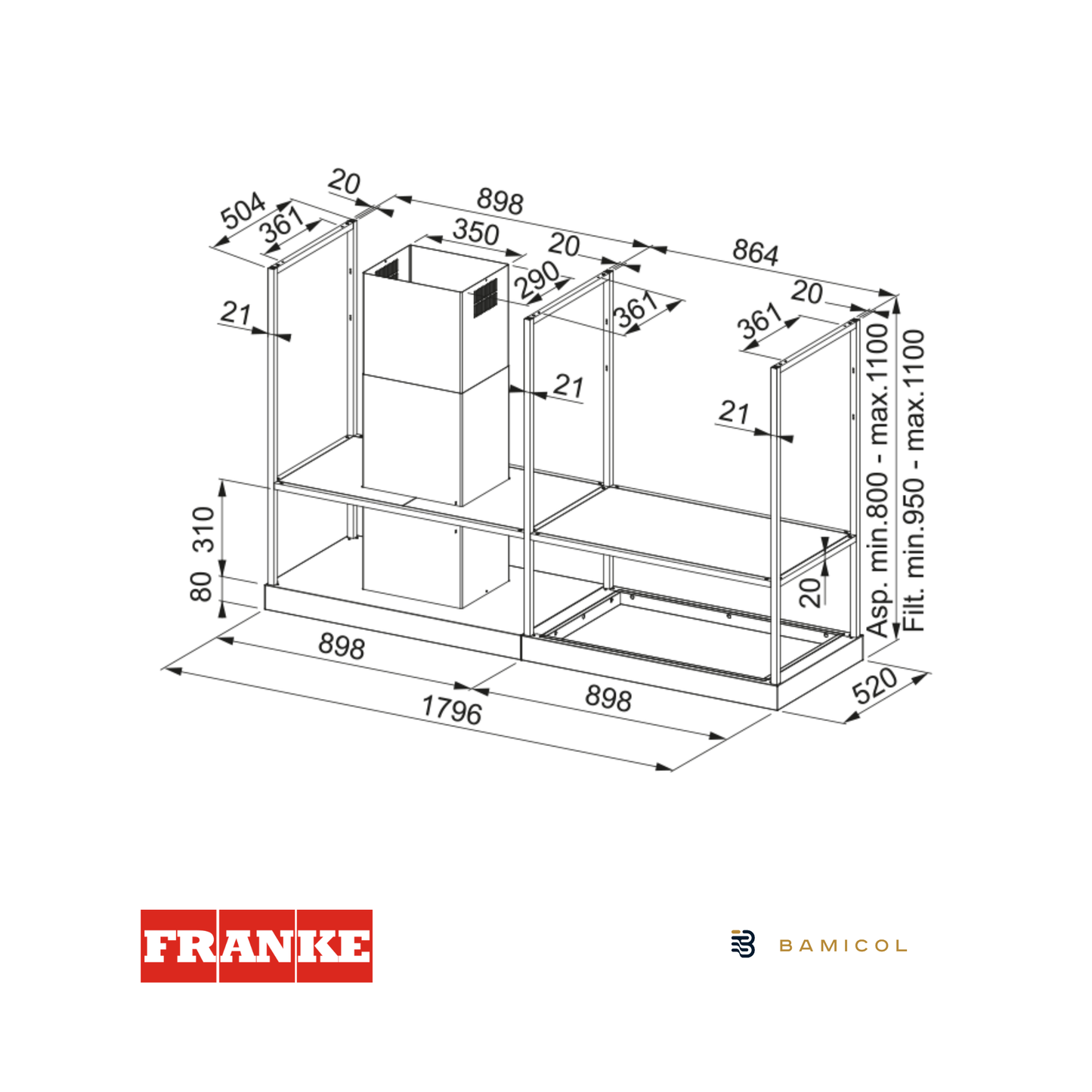 FRANKE - Extractor de isla - T- SHELF - 3250678073