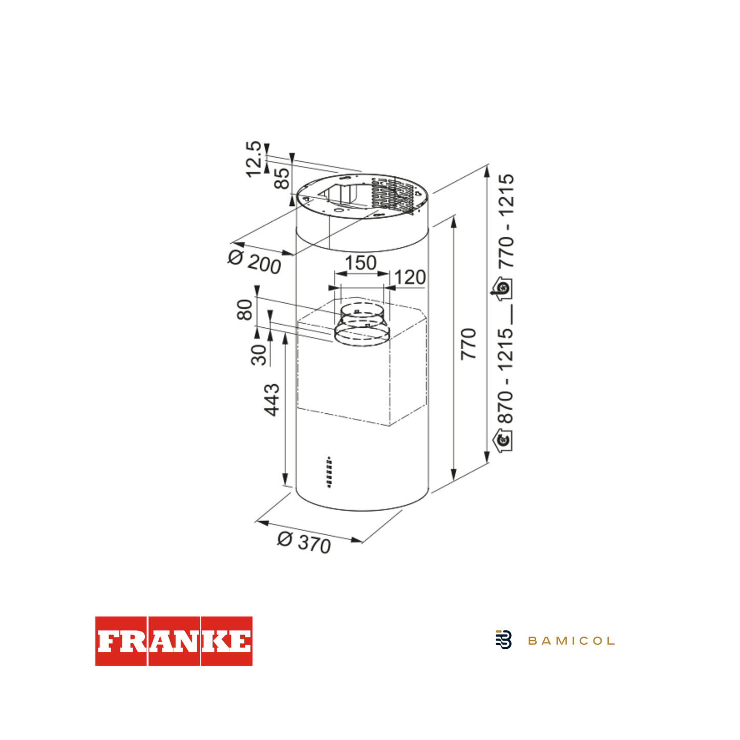 FRANKE - Extractor circular de isla - FTU 3707 PLUS I XS LED- 3350588221
