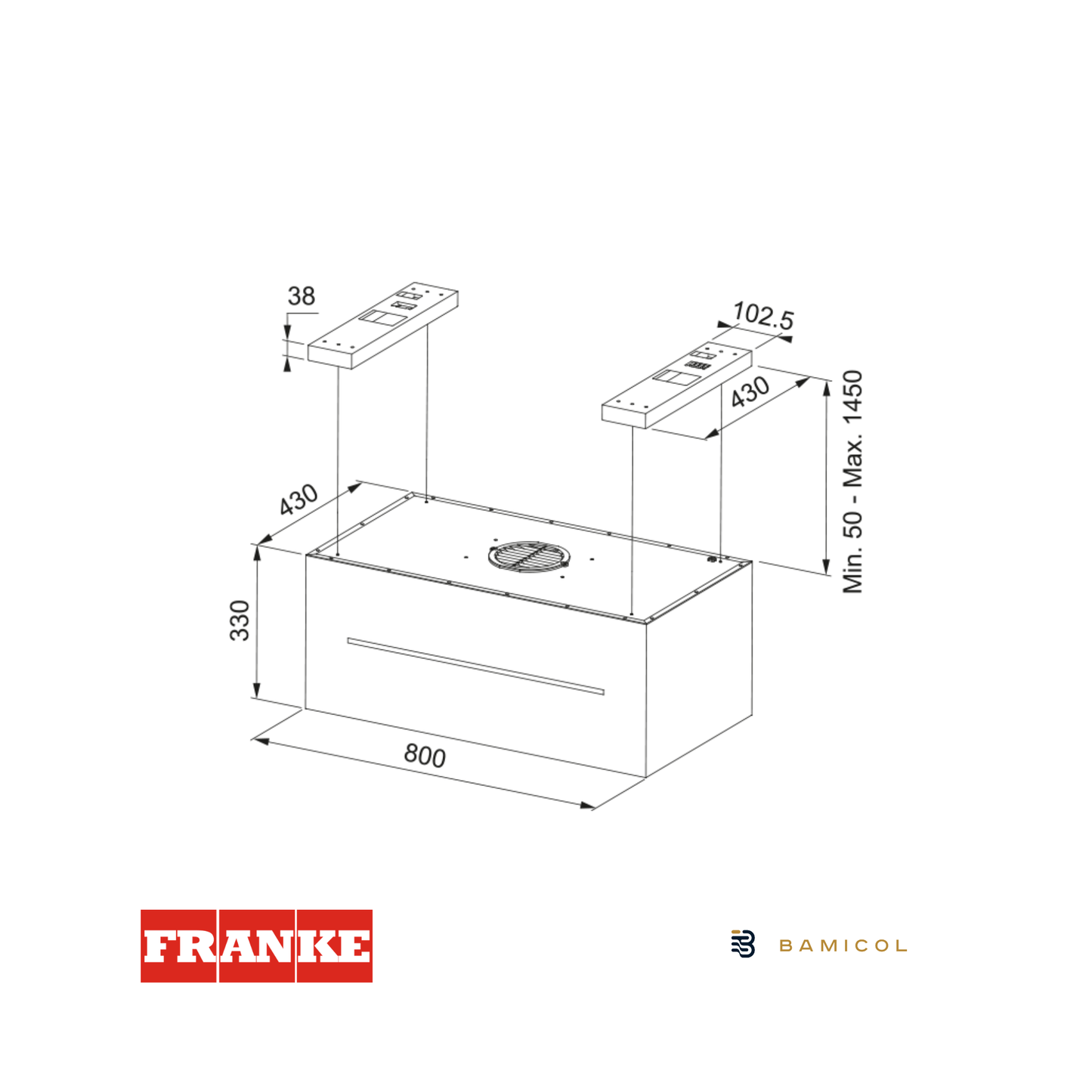 FRANKE - Campana de Isla HOOD FMAS BK EXTRA MATT F80 KL - Maris - 3450698564