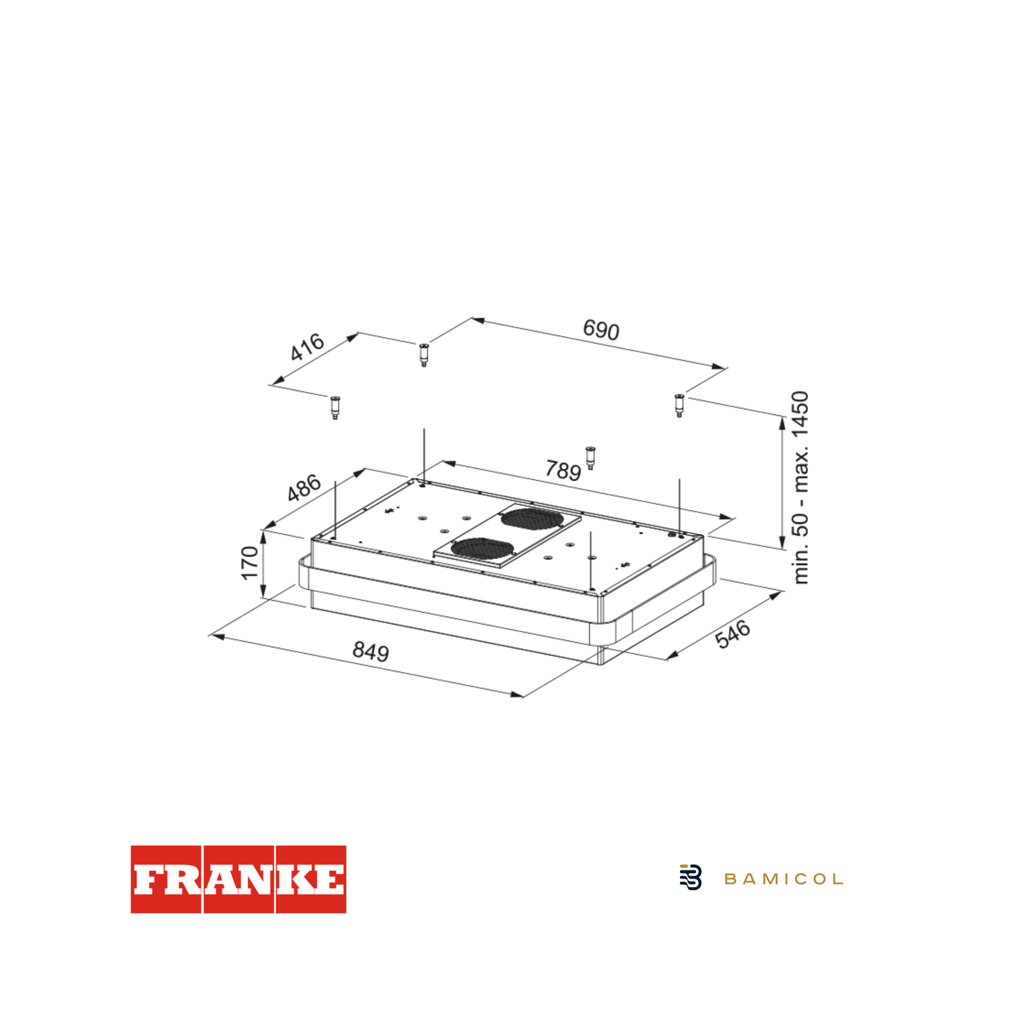 FRANKE - Campana de Isla HOOD FMYS BK/CP F80 KL Mythos - 3450726997