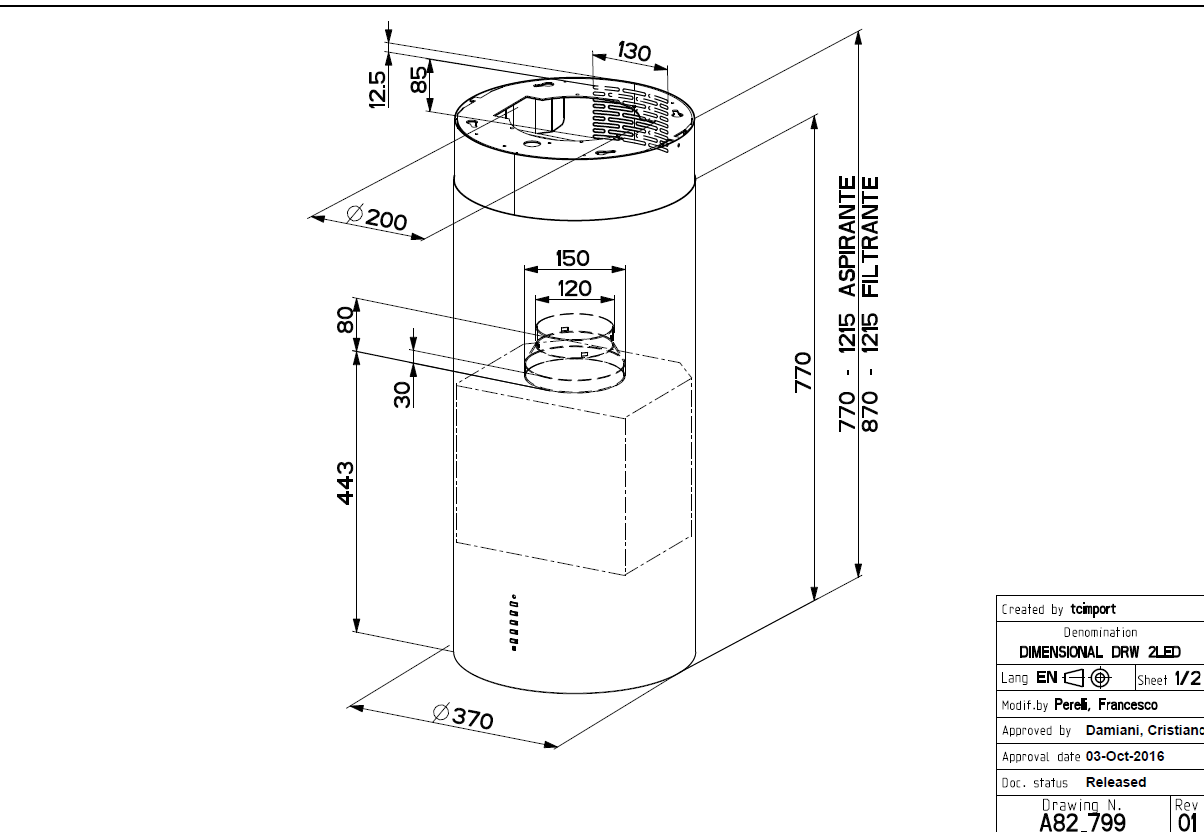 FRANKE (335.0588.221) - FTU 3707 PLUS I XS LED - Extractor circular de isla